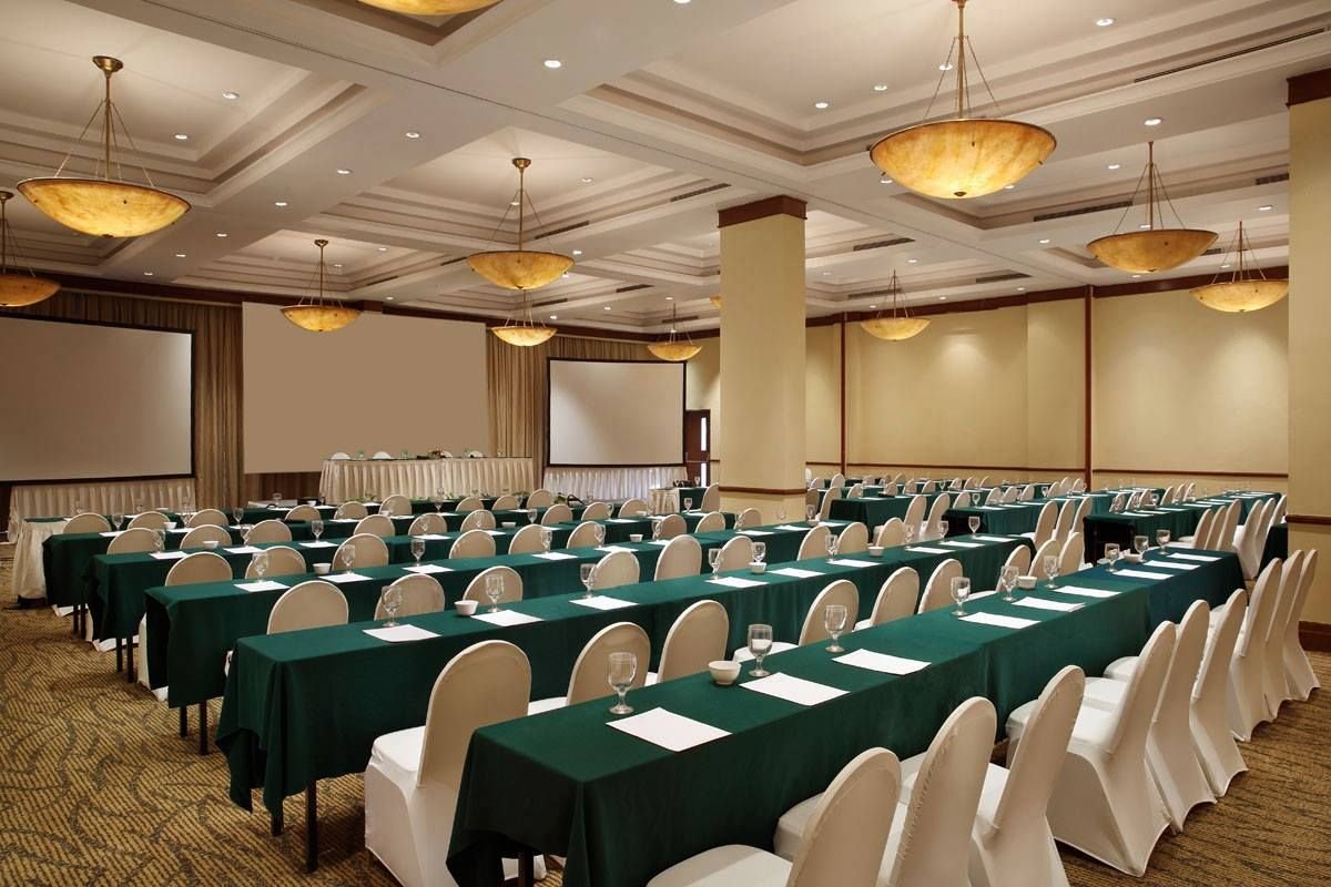 Grass-thatched main conference hall